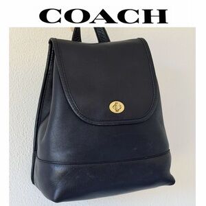 Vintage 90's Coach Black Leather Daypack 9791 Vtg Turnlock Backpack